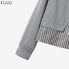 ZANZEA Women Long Sleeve Stripe Splice Blouse and Pants Casual Two Piece Suit Sets
