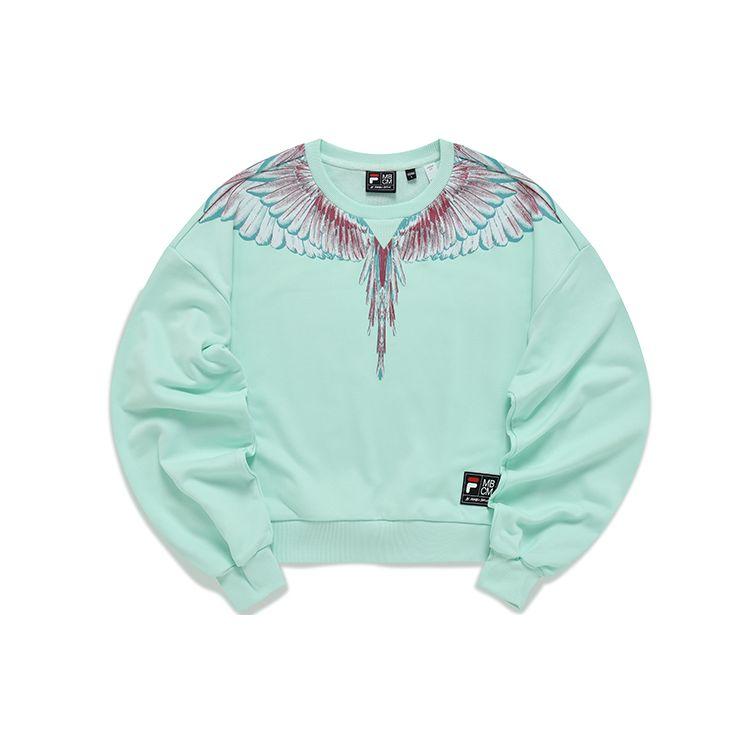 FILA Fusion X Marcelo Burlon Collaboration Printed Loose Fit Pullover Crewneck Sweatshirt Women sweatshirt Calm-Green T11W148202F-TQ