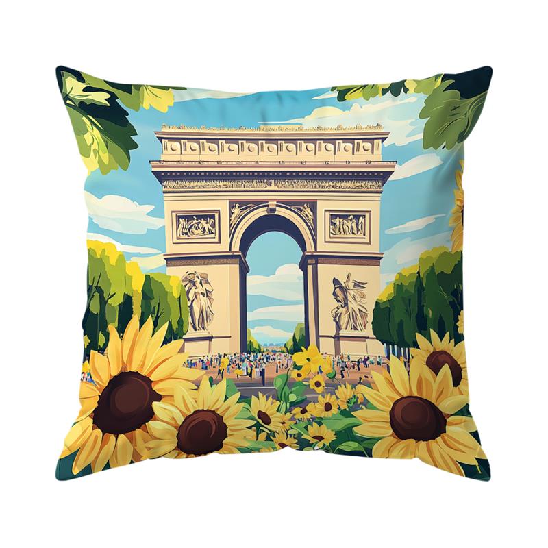 Rustic Style Paris Garden Sofa Cushion Comfortable Pillow Office Cover Living Room Home Decor Modern Printed Pillowcase