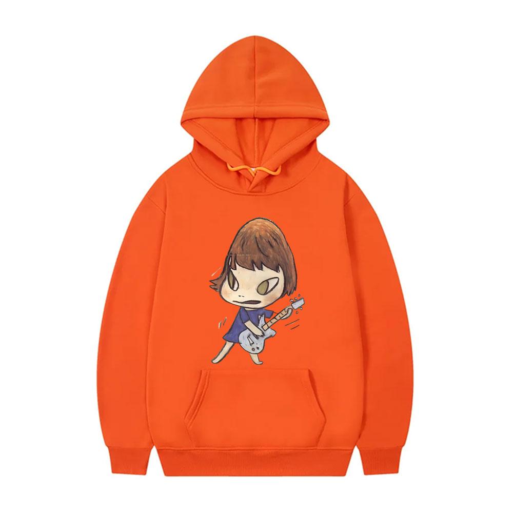 Yoshitomo Nara Rocker Guitar Graphic Hoodie Men Women Funny Cartoon Oversized Sweatshirt Long Sleeve Hoodies