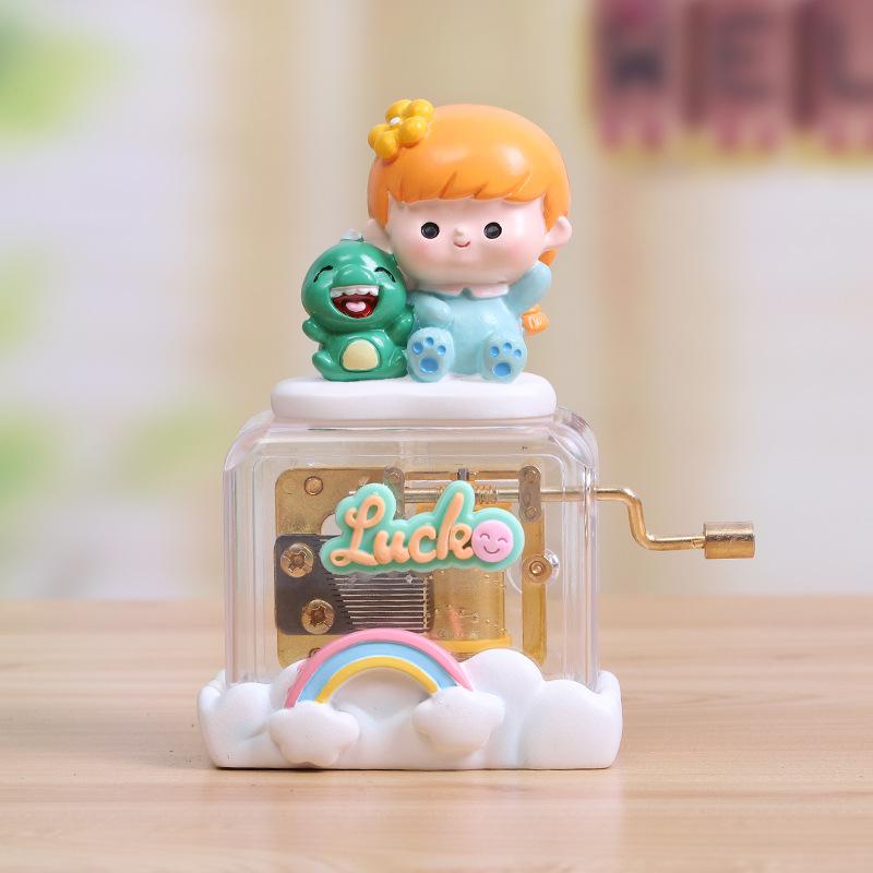 Creative Cute Girl Hand Crank Series Musical Box - Cute Girl Decorative Figure for Music Birthday Gift - Eight-Note Box