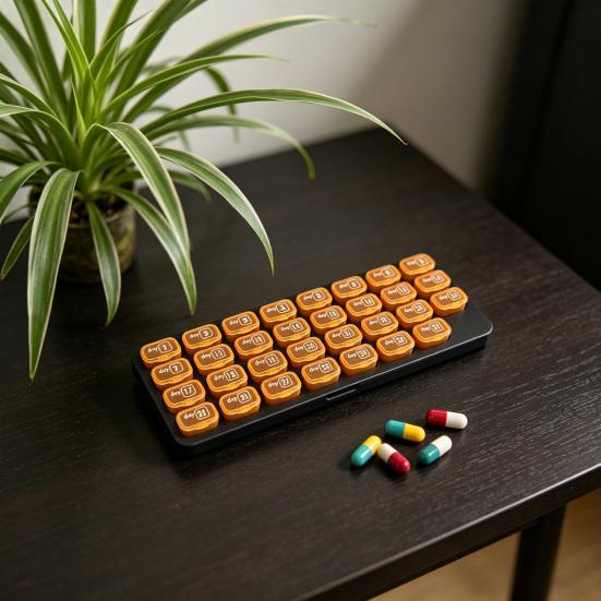Monthly Pill Organizer 31 Day Portable Travel Pill Box with Numbered Compartments Easy Open Pill Case for Daily Medication And Supplement