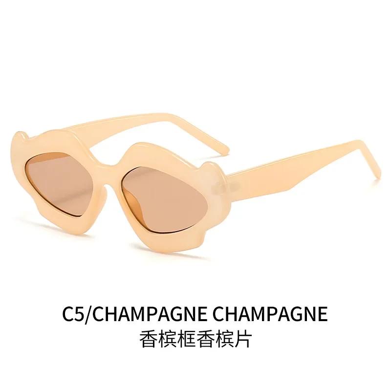 

Vintage Flower Women Sunglasses Stylish Irregular Shape Gradient Shades Trendy Luxury Brand Design Party Eyewear