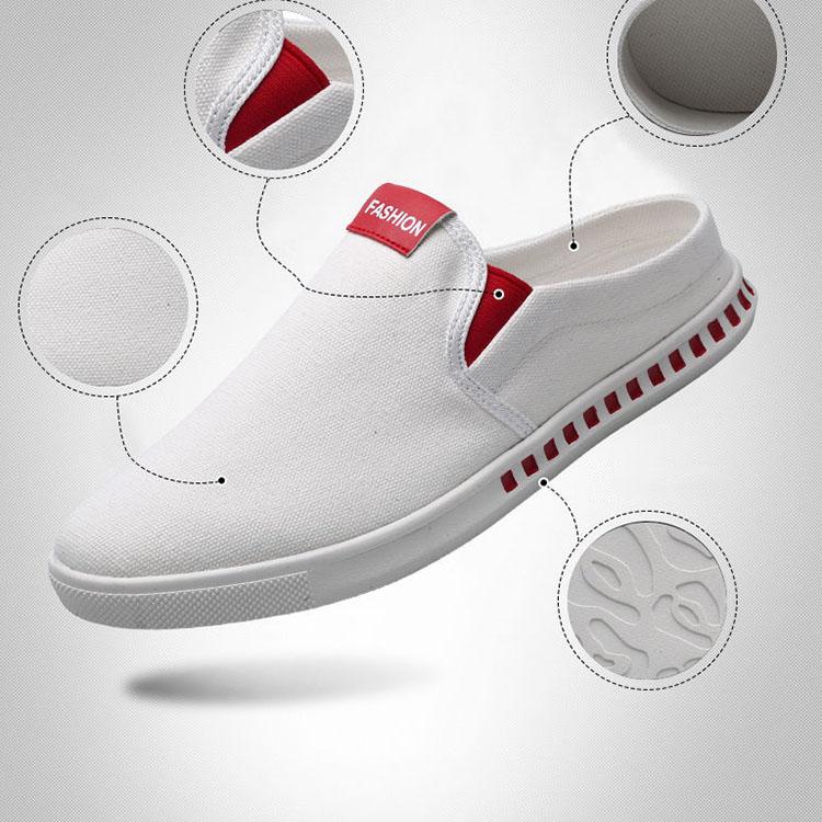 Letní pánská korejská verze Plátěné boty Ležérní staré pekingské látkové boty prodyšné slip on líné malé bílé poloviční pantofle boty na brusle