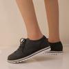 Oxford Flats Shoes Women Leather Comfort Lace Up Lady Brogue Derby Designer Vintage Casual Platform Shoes Women Sneakers