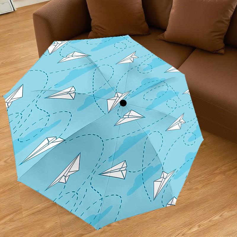 1PC Paper Airplanes Clouds Umbrella-9-Rib Reinforced, Automatic Open, Lightweight & Durable, Cute Fashion Accessory for Outdoor-P0764