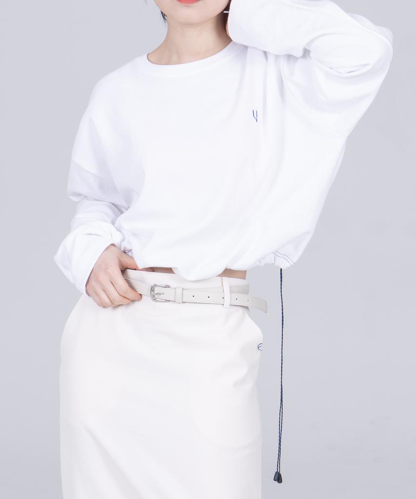 Odd Dot String Crop Long Sleeve W_Black
