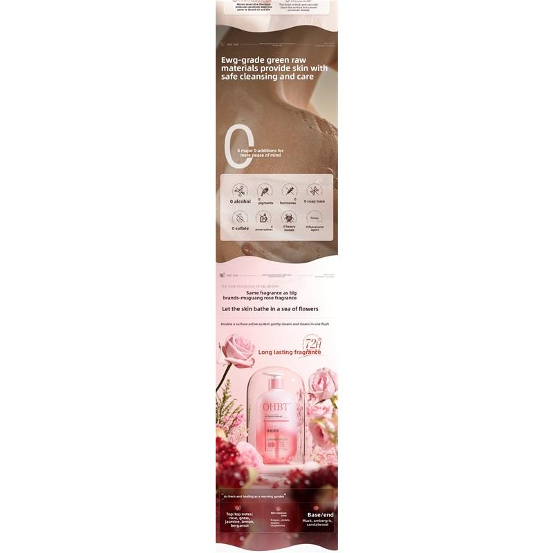 OHBT 500ml Pomegranate Salicylic Acid Shower Gel, Gentle Cleansing Nourish Body Wash, Fragrance Moisturizing Bath Lotion Gel
