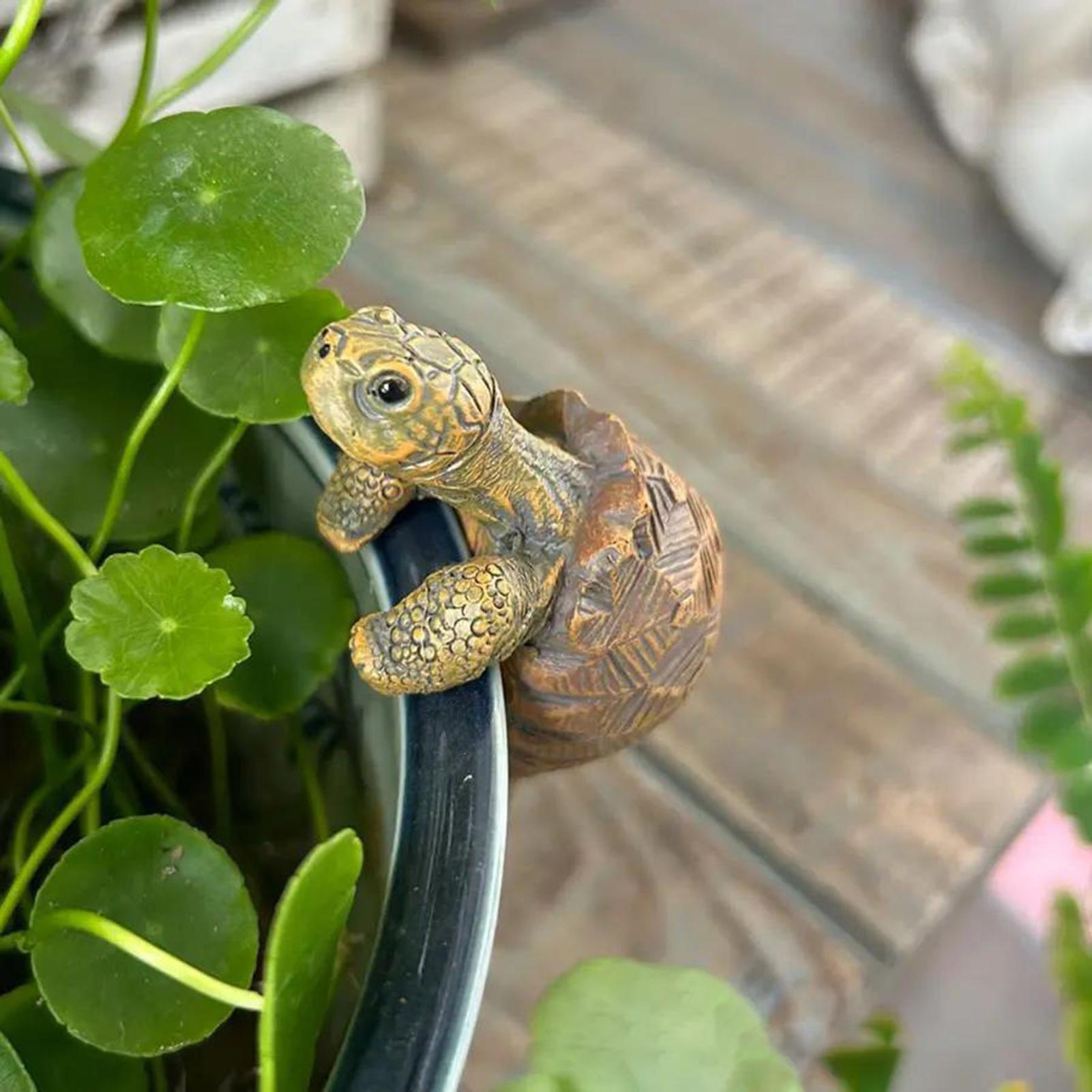 Turtle Statue Climbing Turtle Figurine Plant Decorations Resin Sculpture Tortoise Statue Miniatures Outdoor Statue CN