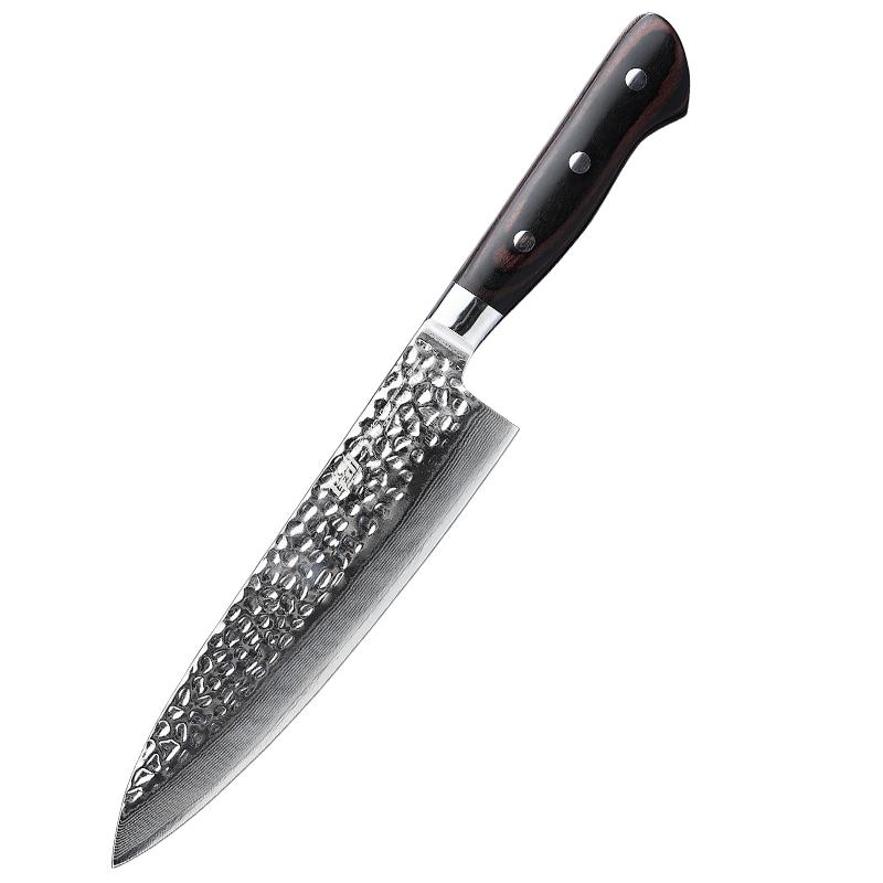 FINDKING Raven Series Damascus Steel Edge 8 Inch Gyuto Chef Knife Sharp Kitchen Knife Japanese Cutting Knives Pakka Wood Handle