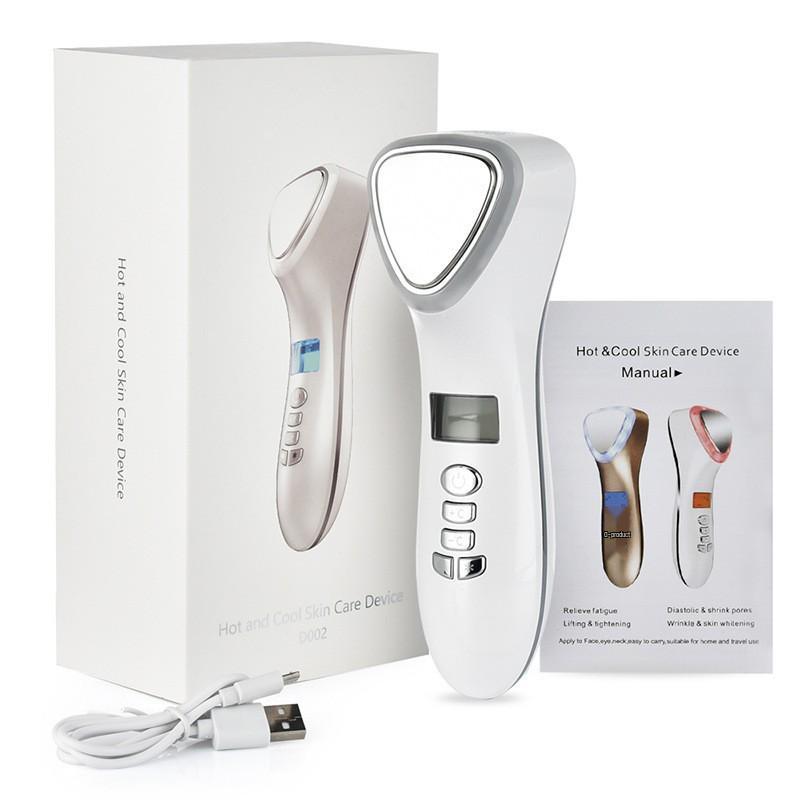 Ultrasonic Ion Face Massager with Hot/Cold Therapy & Light Rejuvenation