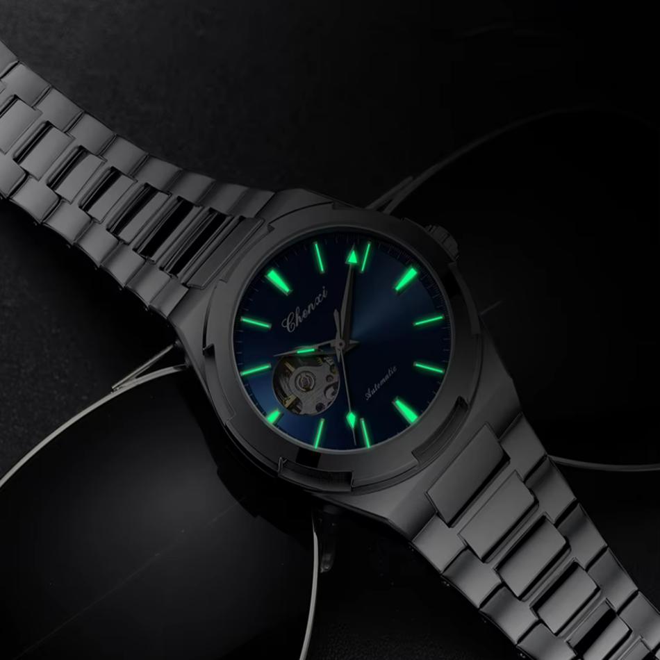 CHENXI Automatic Movement Mechanical Watches for Men Hollow Skeleton Mens Watches Waterproof Business Relogios Masculino