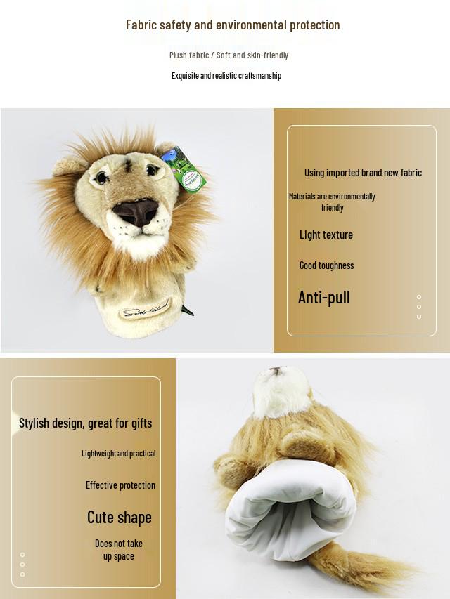 Cartoon Lion Golf Driver Headcover - Wood Club Protection Cover