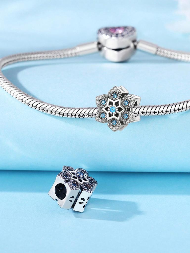 Charms Plata Winter Snowflakes Beads Charm Copper Plated Fit Charms Copperoriginal Bracelet For Jewelry Making Diy Charm