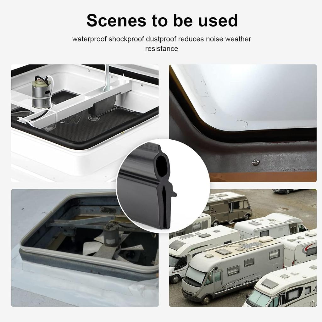 Rv Roof Vent Seal Vinyl Seal Rv Sealfor Ventline, Hengs and Camco Roof Vents (118INCH, Black)