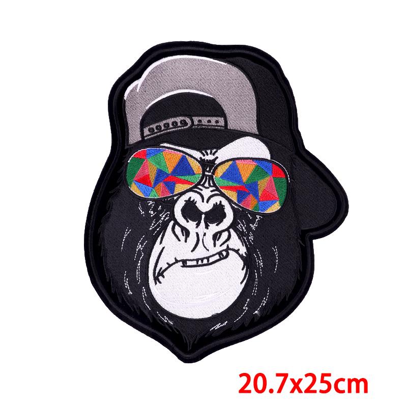 Punk Animal Large Embroidery Patch Iron On Patches For Clothing Thermoadhesive Patches On Clothes Sewing Patch For Jacket Back