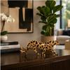 Decorative Leopard Figurine Handmanually Colored Feline Statue Textured Finish Animal