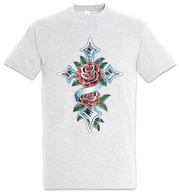 Rose Cross I T-Shirt Symbol Tattoo Sign Roses Christian Christ Artist Art