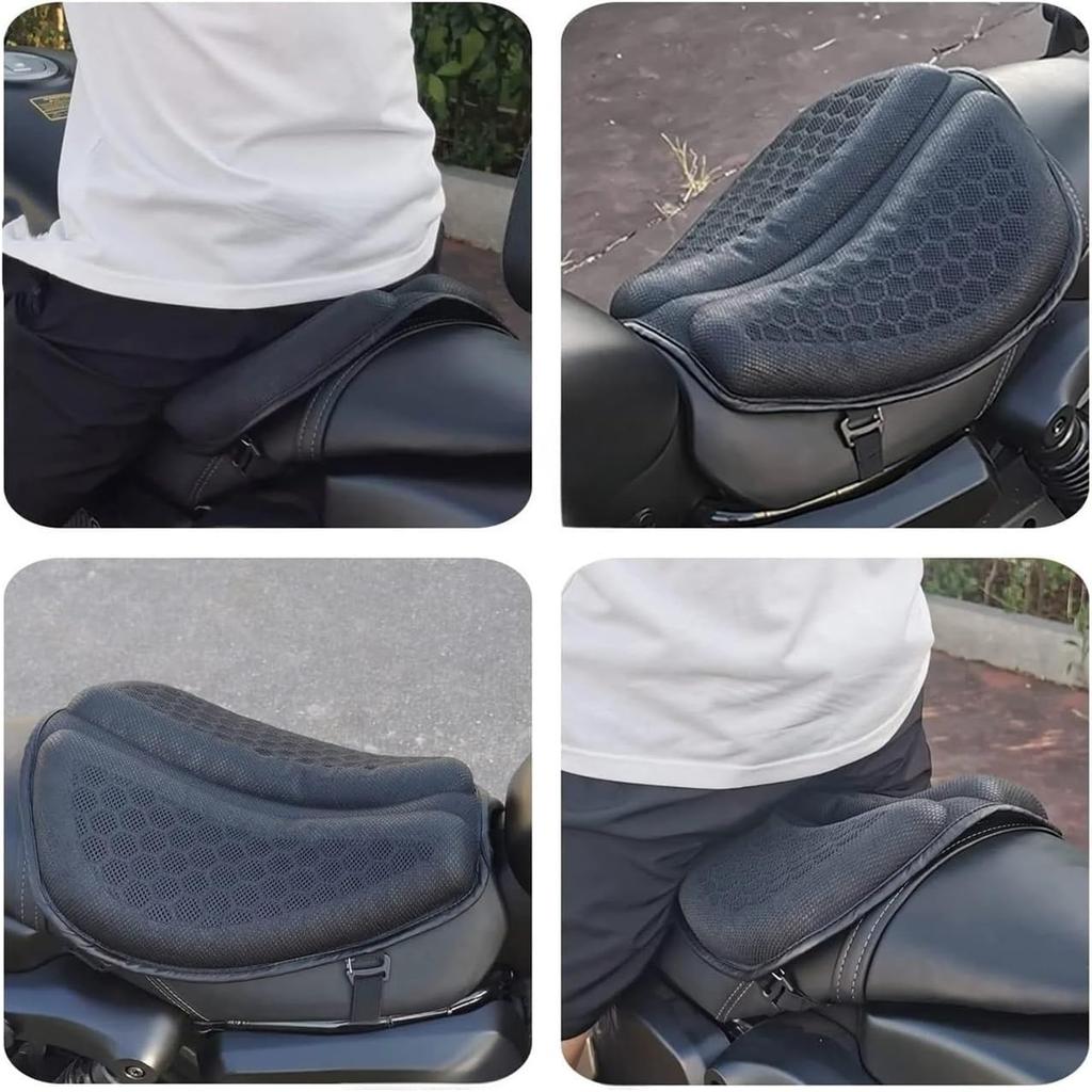 Motorbike Seat Cover Motorcycle Seat Cover Air Pad Motorcycle Air Seat Cushion Cover Pressure Relief Protector for Cruiser Sport Touring Saddles(Set