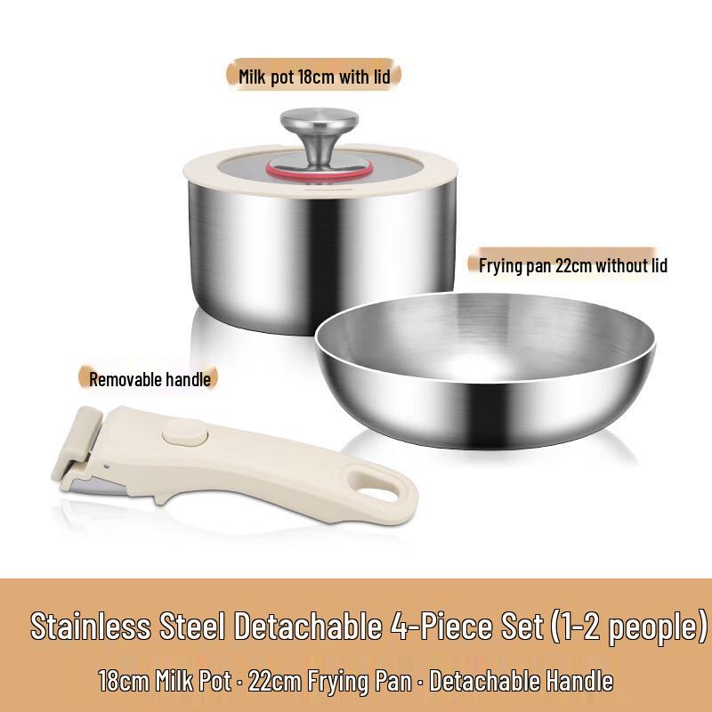 ZISIZ Detachable Handle Stainless Steel Cookware Set фото
