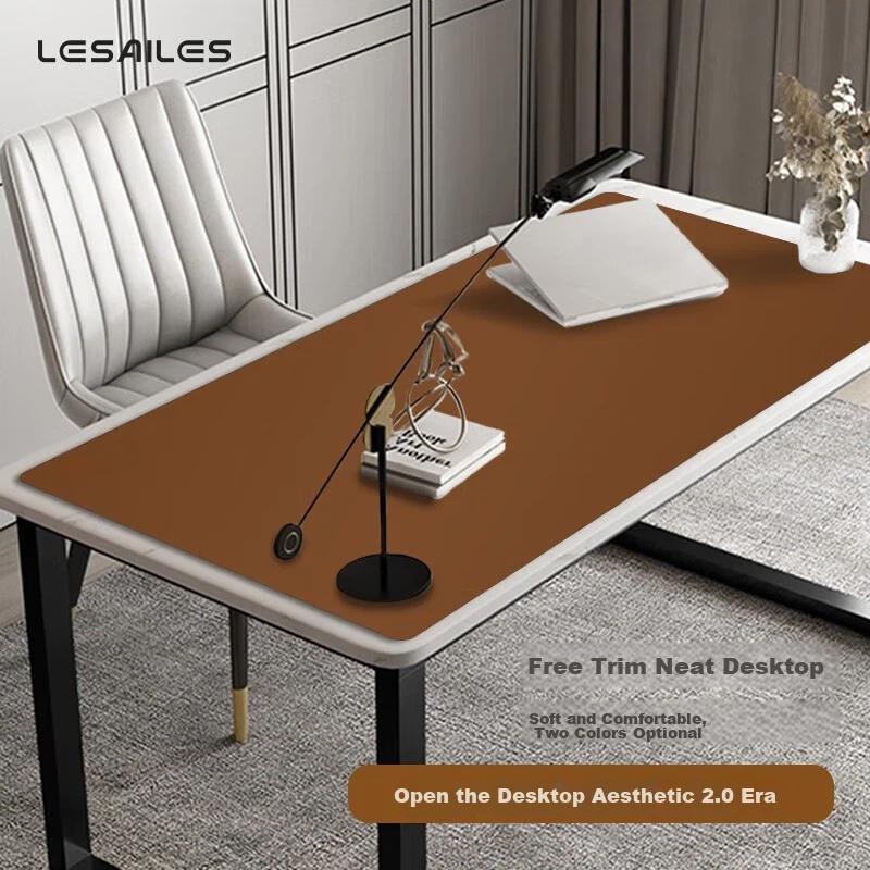 LESAILES Single-Sided Lambskin Waterproof Mouse Pad, Extra Large Desk Pad, Brown, 1200*600*1.8mm