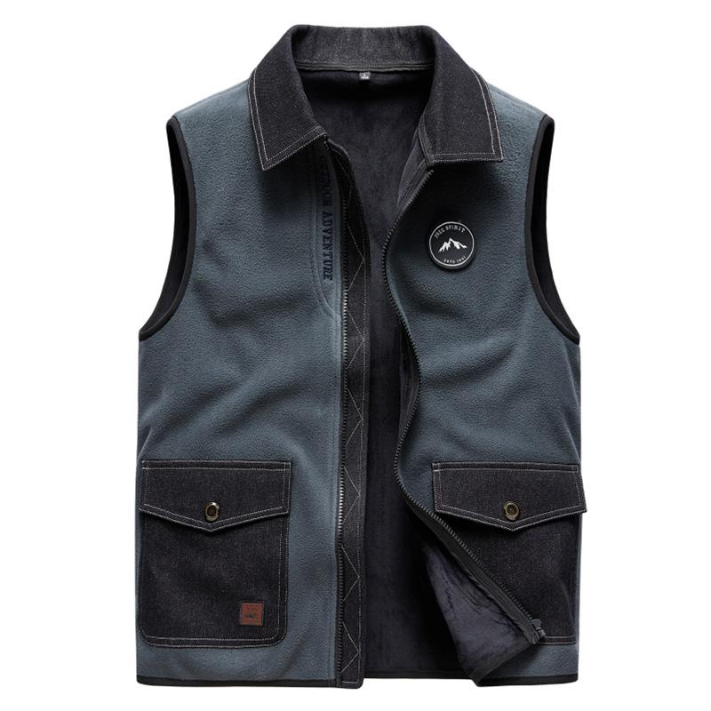 Флисовый жилет Shake для мужчин, осенне-зимний двухсторонний плюшевый теплый жилет и куртка через плечо L