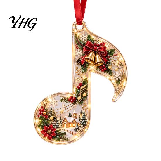 Gift for Music Lovers 2D Christmas Melody Hanging Ornament, Musical Theme Tree Decor, Festive Decoration Piano Treble Clef Violin Bell Note