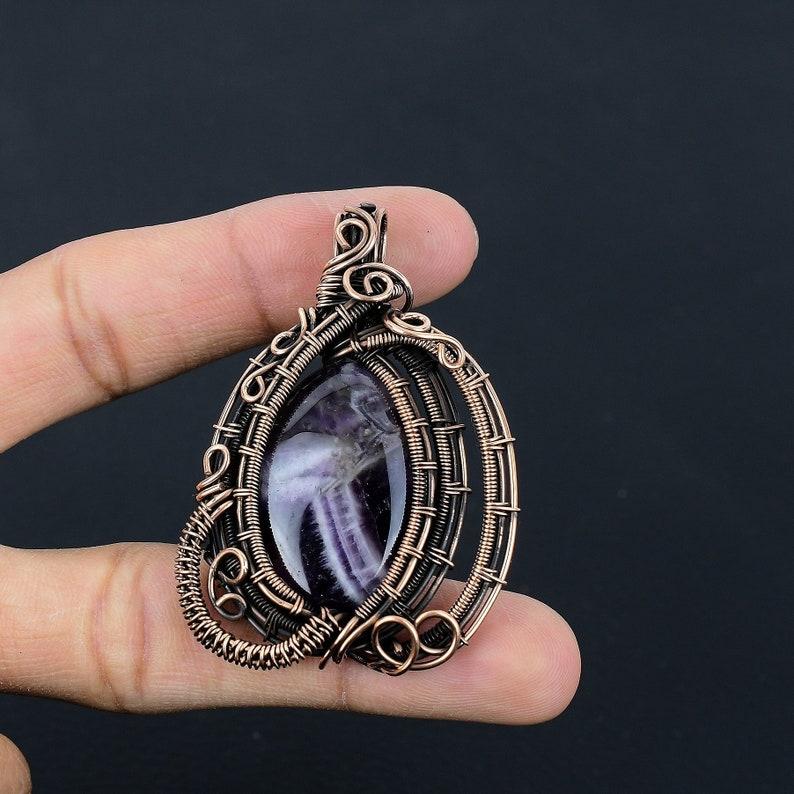 Amethyst Pendant Copper Wire Wrapped Pendant Amethyst Gemstone Pendant Copper Handmade Pendant Necklace For Christmas Gifts Birthday Gifts