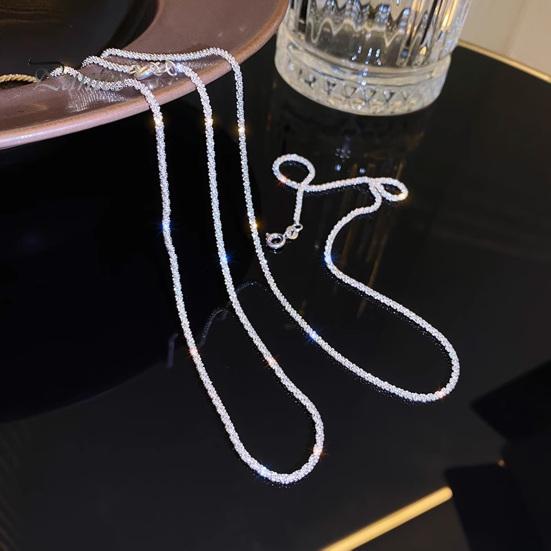 Silver Chain Necklace Silver Plated Women Clavicle Choker Thin Necklace Jewelry for Daily Wear Gifts Dates Parties