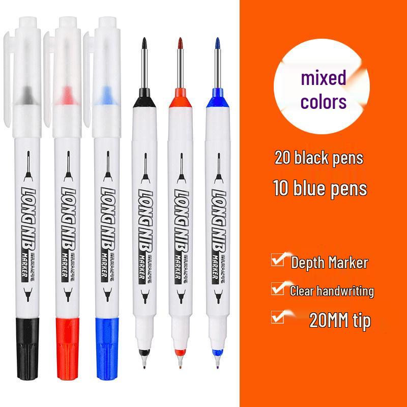 Long Tip Oil-Based Quick-Drying Marker Pen for Woodworking and Construction Deep Hole Marking