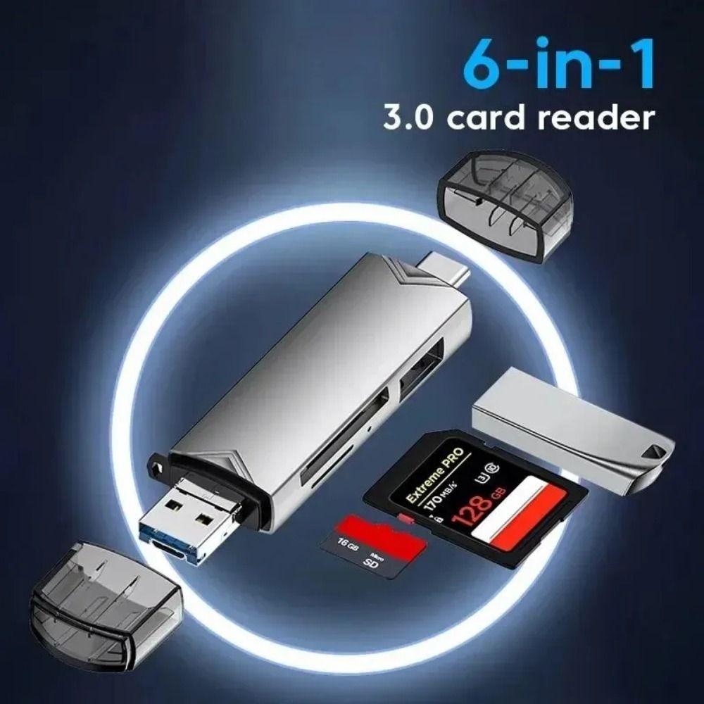 Type C Multi-card Writer Adapter USB 6 In 1 OTG Adapter for Laptop Accessories