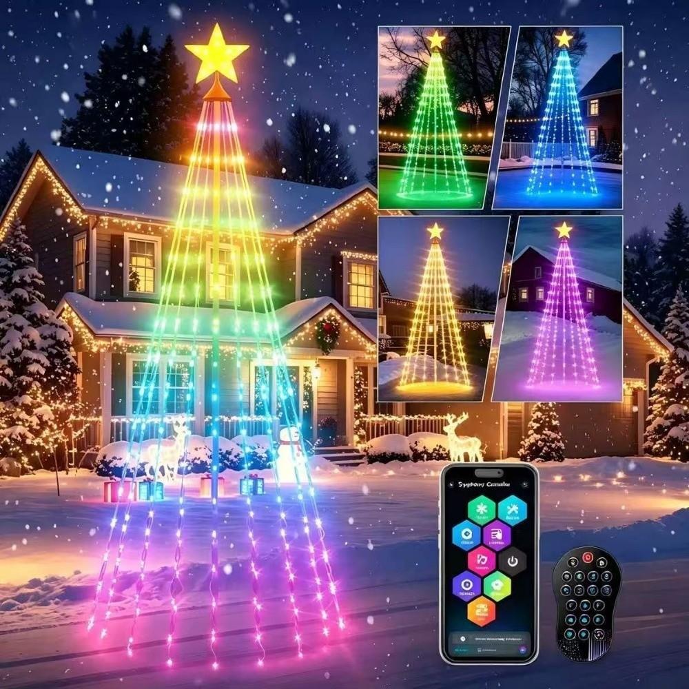 with Star Topper Smart Animated Christmas Tree Lights LED String Lights Outdoor Indoor Use