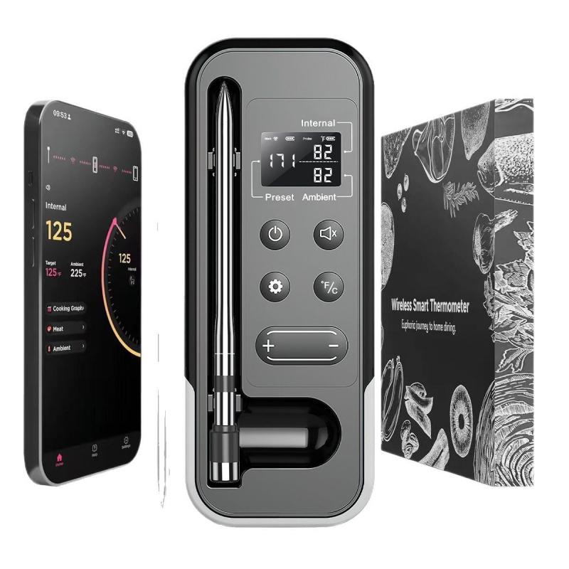 WIFIIntelligenceAPPBluetooth BBQ Thermometer Wireless Barbecue ThermometerBBQKitchen Food Meat Thermometer