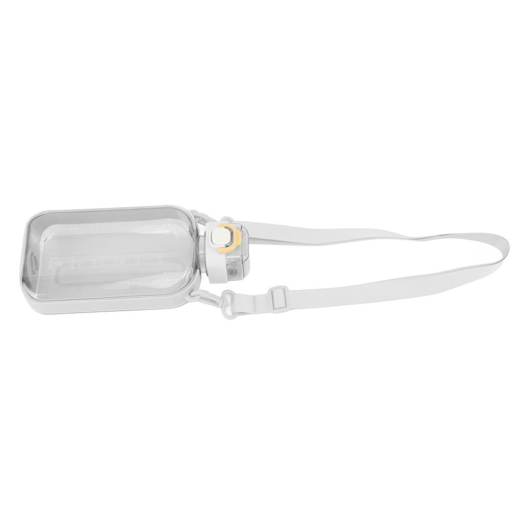 750ml 25oz Large Capacity Motivational Water Bottle Portable Sports Water Kettle with Time Marker Shoulder Strap White