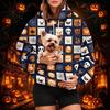 Women's Fashion Halloween Print Hoodie with Pet Pocket, Casual Pullover Sweatshirt