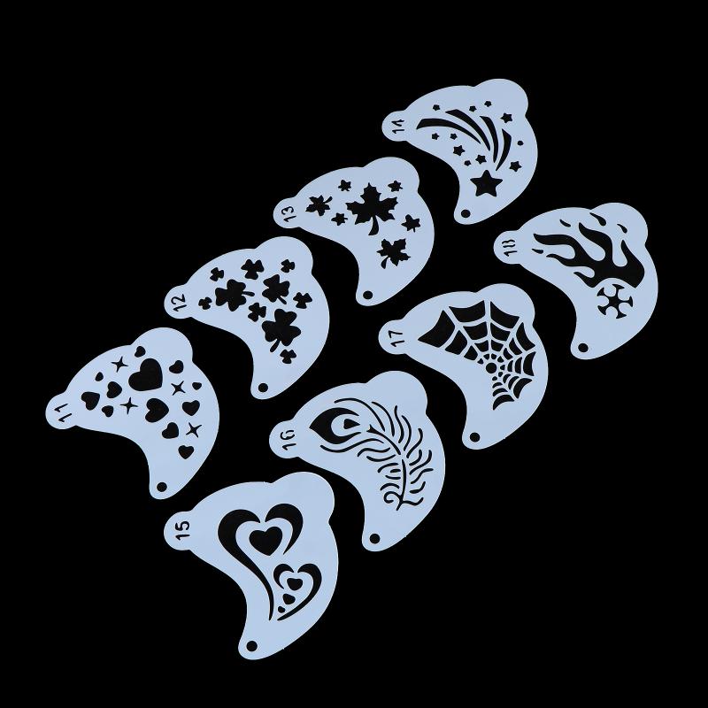 20Pcs Reusable Face Painting Stencils - Durable Pet Plastic, Washable & Reusable With Assorted Floral, Spiderweb, Heart Designs