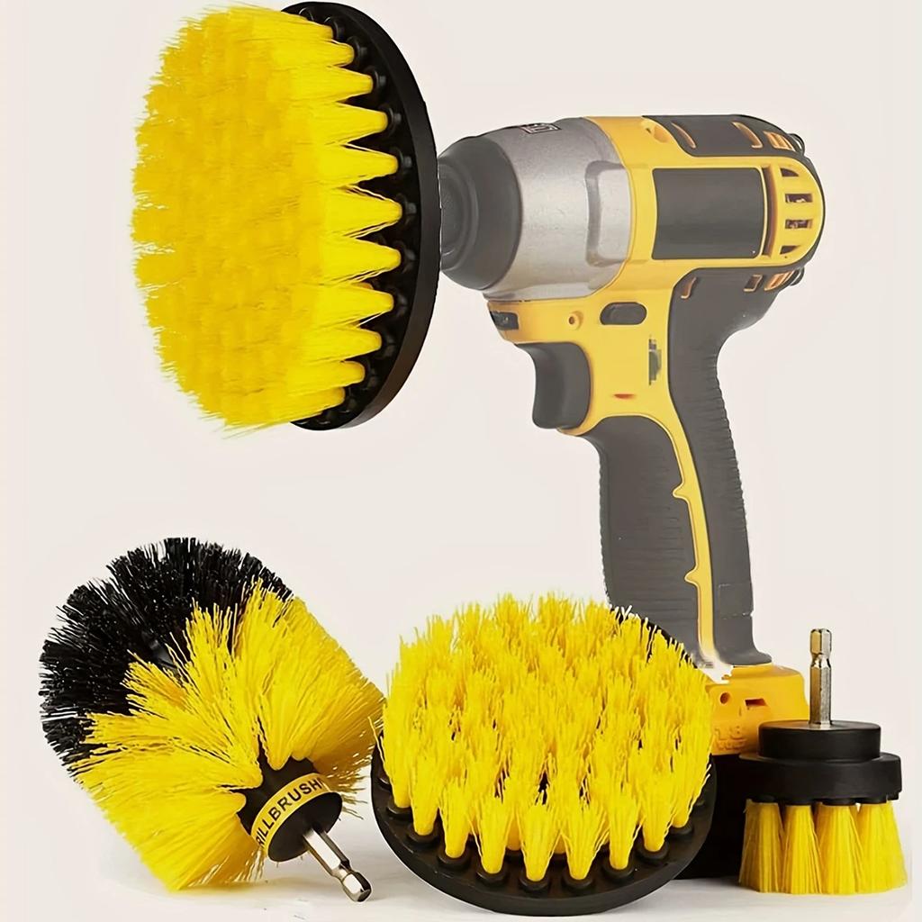 3pcs-Electric Scrubber Brush Drill Brush Kit Power Drills Scrubber Brush For Carpet Glass Car Tires Brush