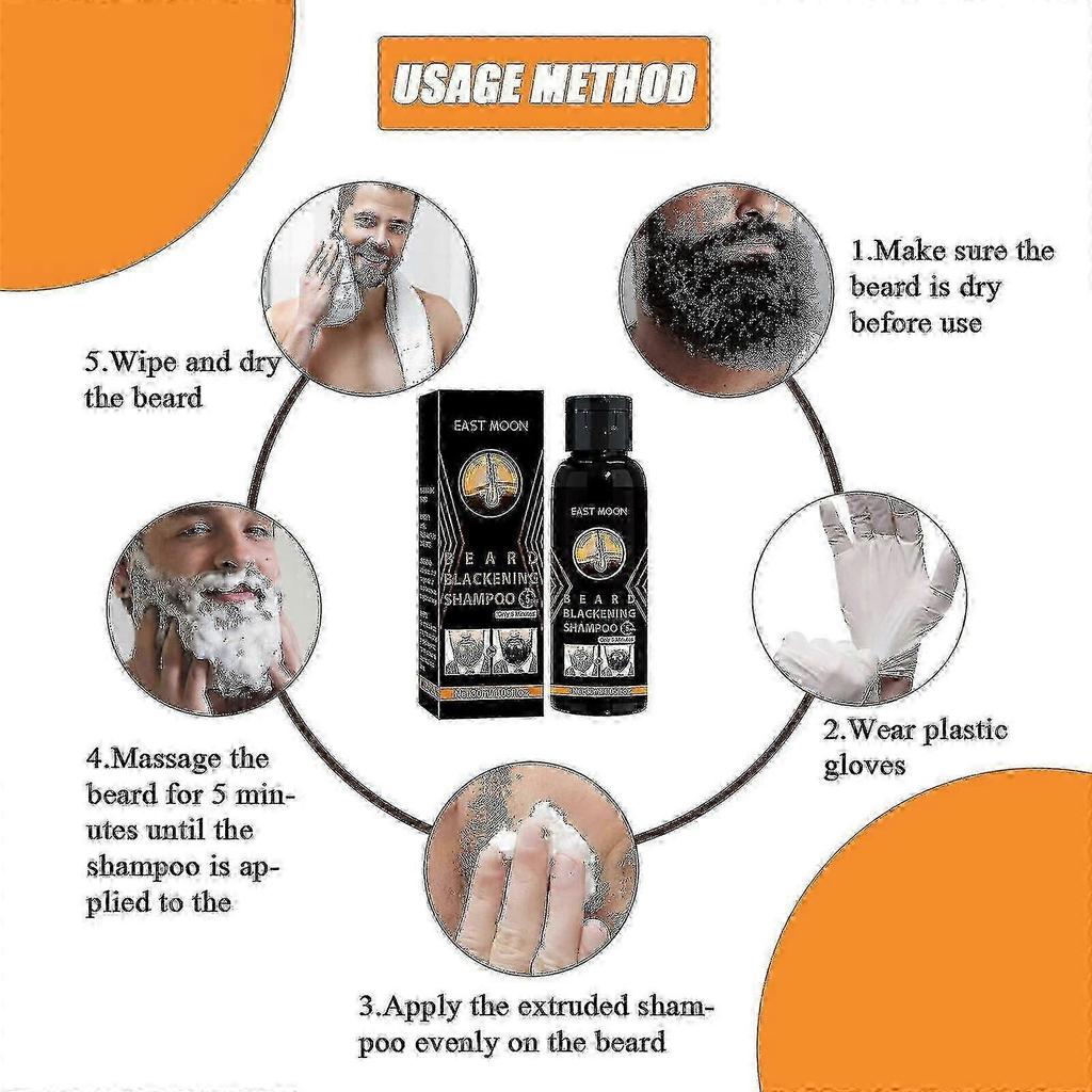 Men's Permanent Beard Dye Shampoo - 30ml Formula for Grey Coverage & Styling