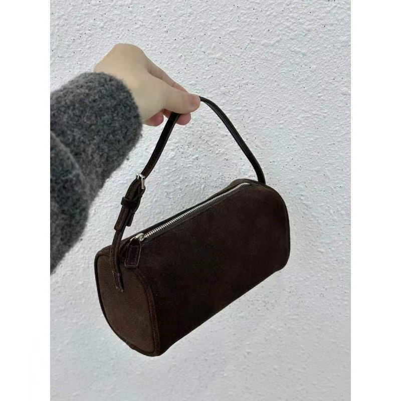 Sac à main en cuir de vachette première couche de luxe niche, Sac bandoulière polyvalent, Sac trousse à crayons en daim années 90, Sac bandoulière pour femme
