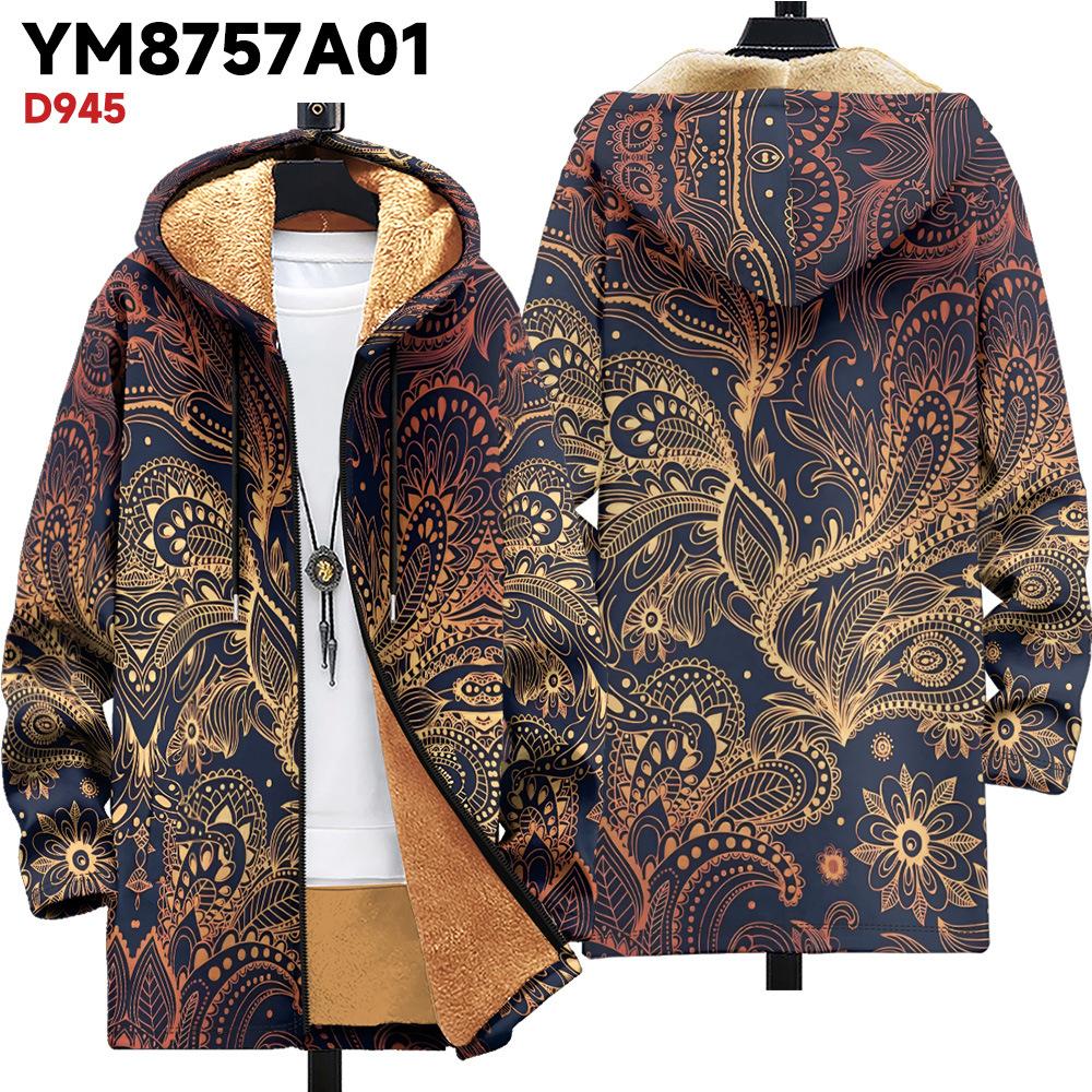 

Новая куртка многоцветные элементы узора B1 кардиган на молнии с капюшоном утолщенный зимний флис трендовая стеганая одежда 4XL