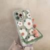 White Floral Folding Holder Stand Phone Case For Iphone 14 Pro Max 13 11 12 14 Plus Soft Silicone Cover Bumper