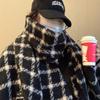 Retro Plaid Scarf Girls Winter Ins Versatile Thickened Warm Long Shawl Dual-purpose Versatile Student Scarf