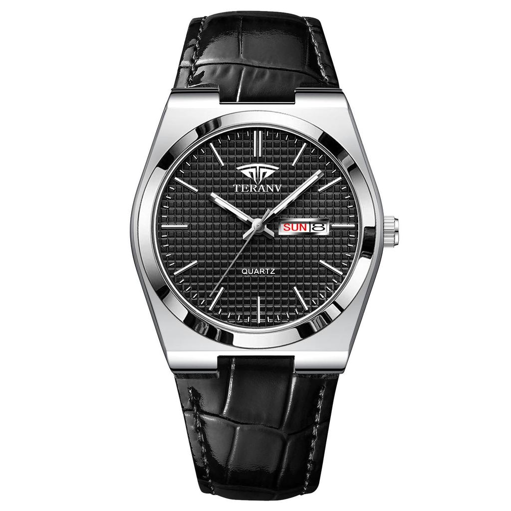 New Men's Ultra-thin Luminous Waterproof Steel Band Watch with Double Calendar - Fashionable, Hot Selling Model