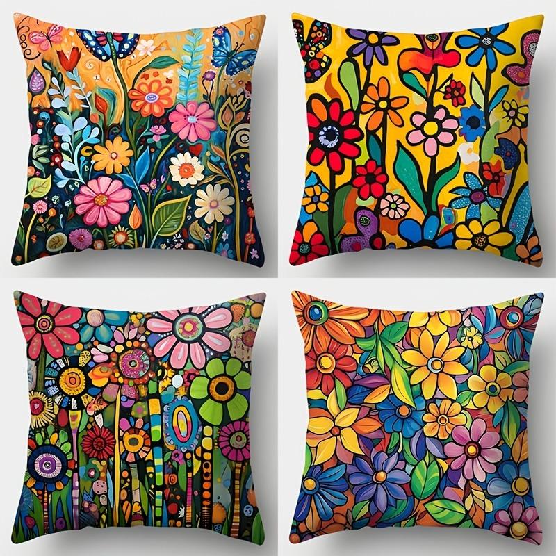 Vibrant Abstract Floral PillowcasesLiving room sofa cushion cover, soft and comfortable, bedroom room decoration
