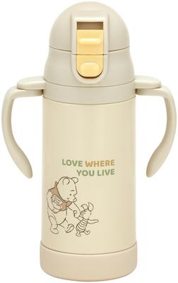 Skater Stainless Steel Water Bottle with Baby Disney Winnie the Pooh Piglet 2-Way Straw, 350ml, Mug, Pooh, & Design, STWM3N-A