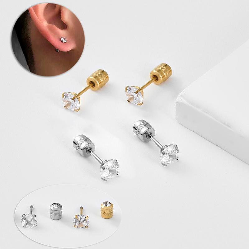 1 Paar Edelstahl Kristalle Ohrstecker für Männer Frauen Nicht verblassen Ohrringe Schmuck