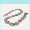 Vintage Ladies Metal Waist Chain With Geometric Carving For Ethnic Fashion Accessory