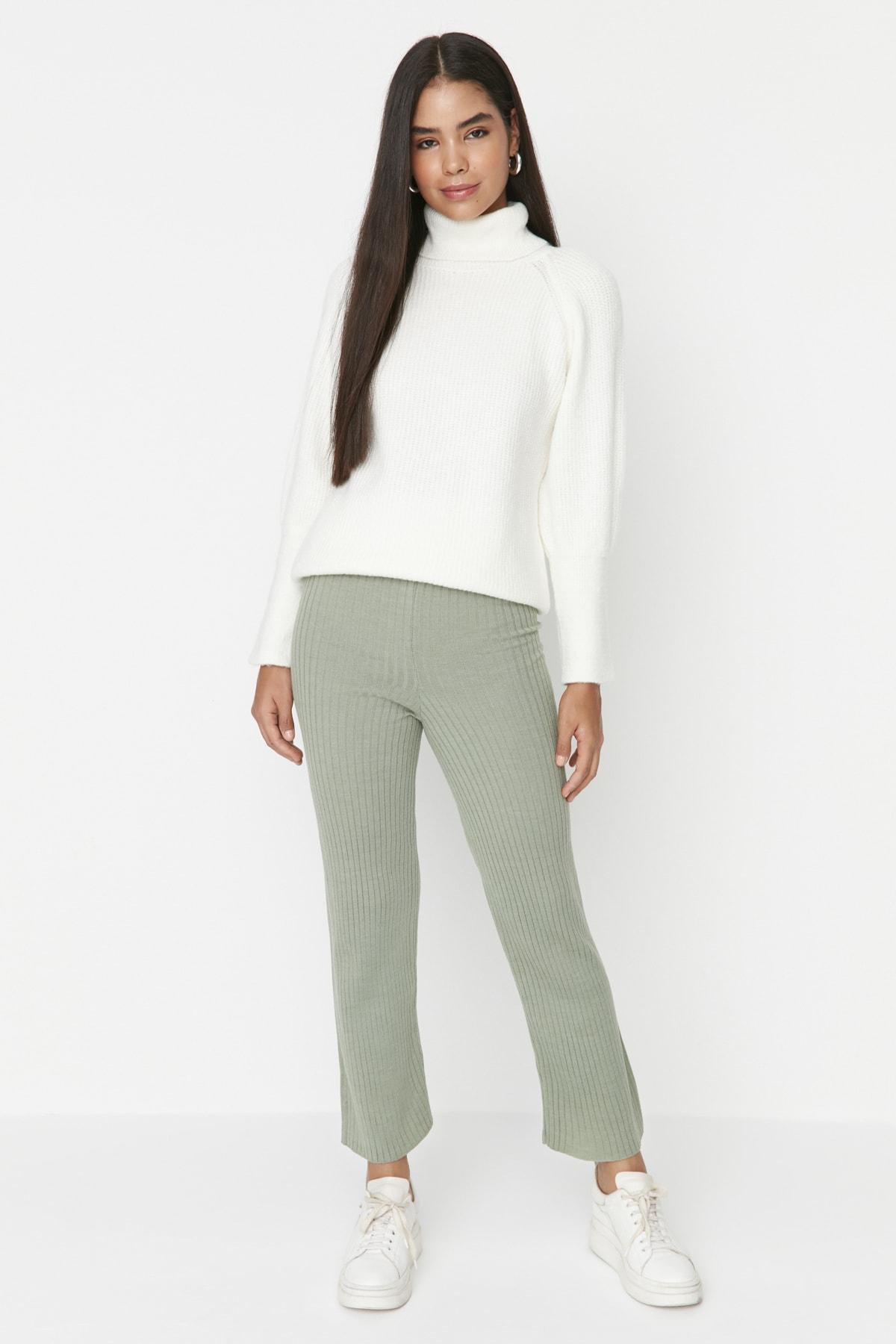 

Мятные трикотажные брюки с деталями TWOAW23PL00074.