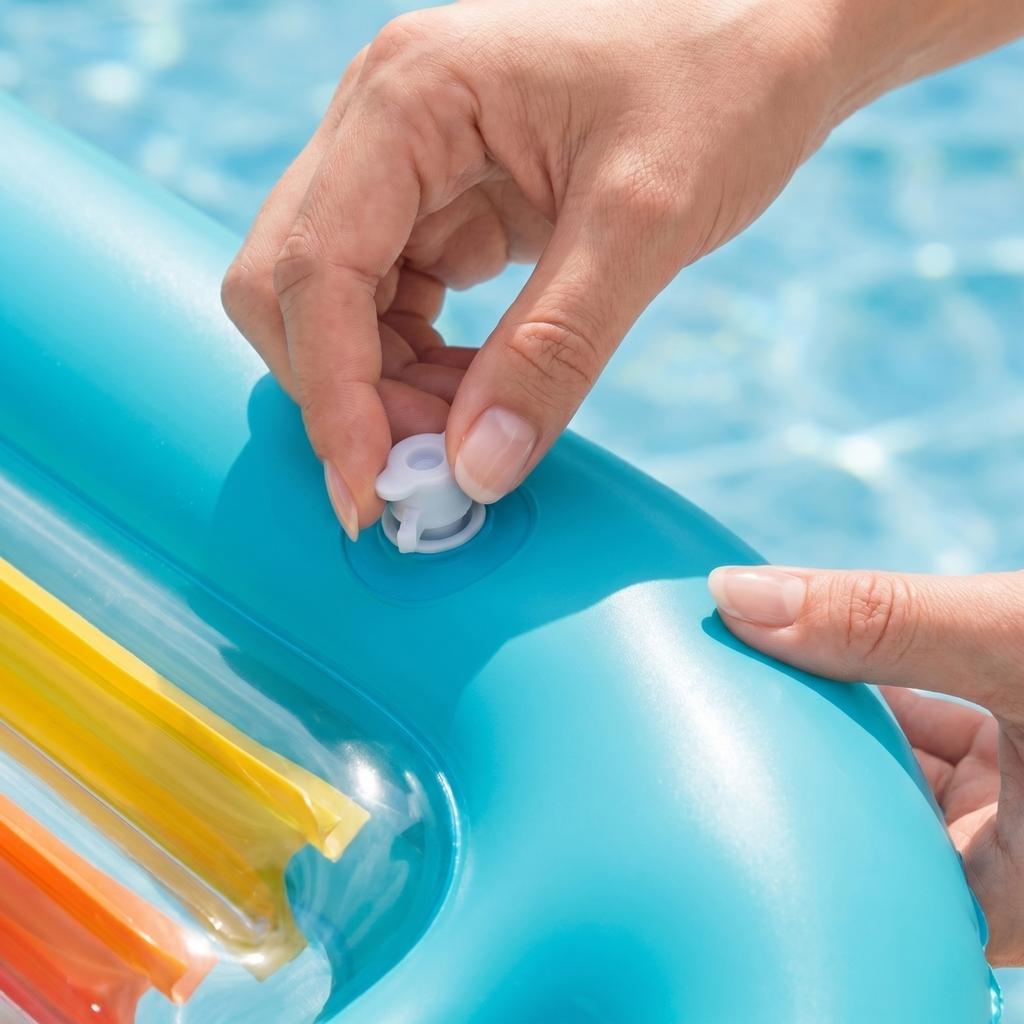 Aufblasbarer Poolschwimmer Floß mit integrierter Rückenlehne und Armlehnen für die Wassererholung im Freien am Pool, Strand und Sommeraktivitäten