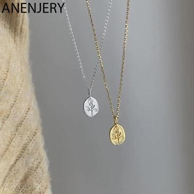 ANENJERY Roos Bloem Ovaal Ketting Voor Vrouwen Verfijnde Trui Ketting Franse Accessoires